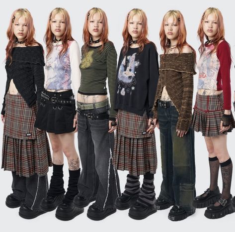 Layering Inspo Outfit, Egirl Style Outfits, 1990s Grunge Fashion, 1996 Fashion, Peony Aesthetic, Harajuku Street Style, 2000s Japanese Fashion, Street Outfits, Fashion Kawaii