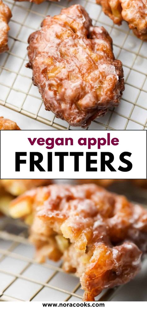 Vegan Apple Fritters, Patisserie Vegan, Vegan Pastries, Vegan Baking Recipes, Vegan Donuts, Vegan Apple, Autoimmune Protocol, Fritter Recipes, Apple Fritters