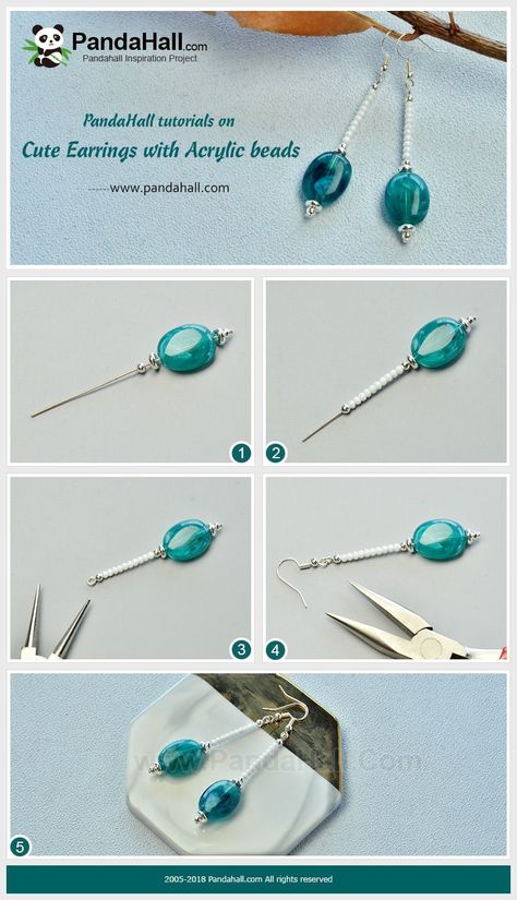 Tutorials Earrings, Anting Manik, Beaded Earrings Diy, Jewerly Making, Make Earrings, Jewelry Making Earrings, Tiffany Jewelry, Homemade Jewelry, Jewelry Making Tutorials