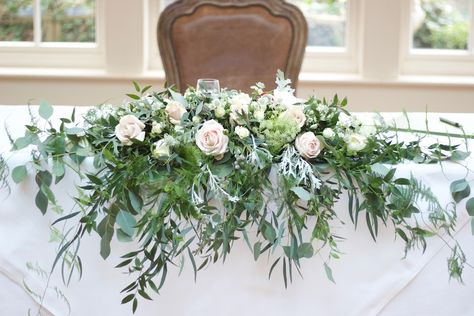 Registrars Table Flowers, Wedding Registrar Table Flowers, Top Table Garland, Registrar Table Decoration, Registrar Table Flowers, Wedderburn Castle, Top Table Arrangement, Bar Flowers, Sweetheart Table Flowers