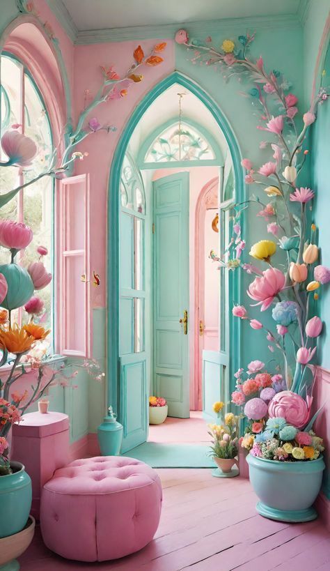 #happycolor #interiordecor #homedecor #colorpsychology #happyliving #designinspiration #homevibes #positiveenergy #colorfulhome #boredpanda Pink And Turquoise Aesthetic, Teal Rooms, Summer Decor Ideas, Turquoise Kitchen, Cottage Room, Pastel Home Decor, Elegant Living Room Design, Chic Wallpaper, Urban Nature