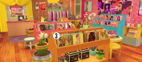 The sims 4 vinyl record store Sims 4 Record Store Cc, Sims 4 Book Store, Sims 4 Record Store, Sims 4 Record Player, Sims 4 Vinyl Cc, Sims 4 Store Cc, Sims 4 Store, Music Themed Rooms, Cd Store