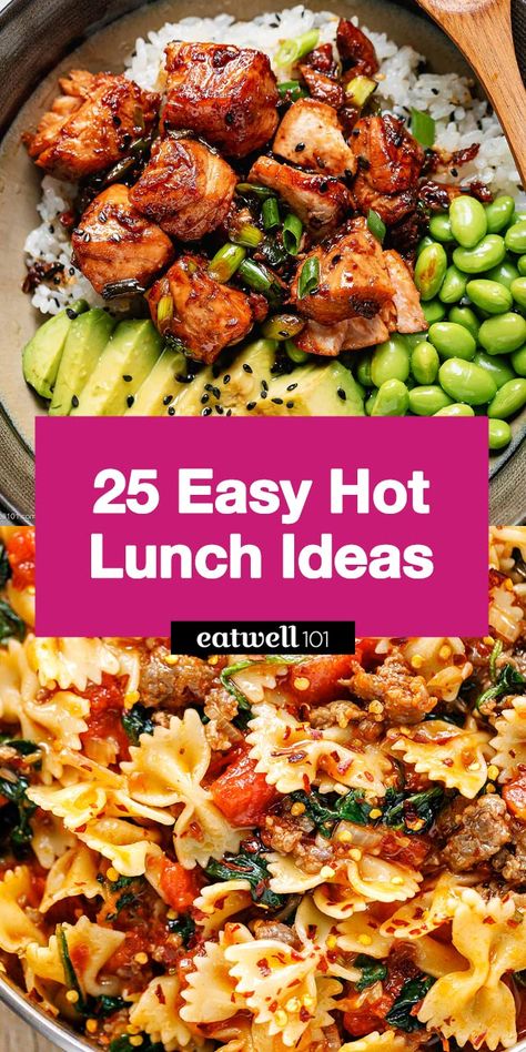 25 Easy Hot Lunch Ideas - #hotlunch #recipes #eatwell101 - These hot lunch recipe ideas plus a quick run in the microwave are all you need for a healthy, nourishing, and delicious hot lunch meal at work, at school, or even at home! Lunch For Hot Days, Lunch Ideas Healthy Work, Great Lunch Ideas For Guests, Work Day Lunch Ideas, Cooked Lunch Ideas, Meal Prep Hot Lunches For Work, Lunch Ideas For Adults At Home, Lunch Ideas To Take To Work, Easy Take To Work Lunches