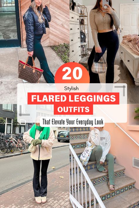 Flared Leggings Outfits How To Style Wide Leg Leggings, Black Flared Leggings Outfit Casual, Shoes With Flare Leggings, Black Flare Leggings Outfit Fall, Black Flare Pants Outfit Winter, How To Style Black Flare Leggings, Lululemon Flare Leggings Outfit, Flare Pants Outfit Winter, Bootcut Leggings Outfit