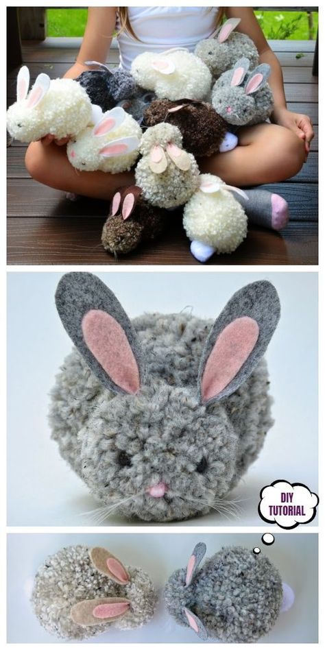 Pom Pom Party, Diy – Velikonoce, Pom Pom Bunnies, Easter Crafts For Adults, Diy Pom Pom, Easter Bunny Crafts, Pom Pom Crafts, Easter Eggs Diy, Easter Decorations Dollar Store