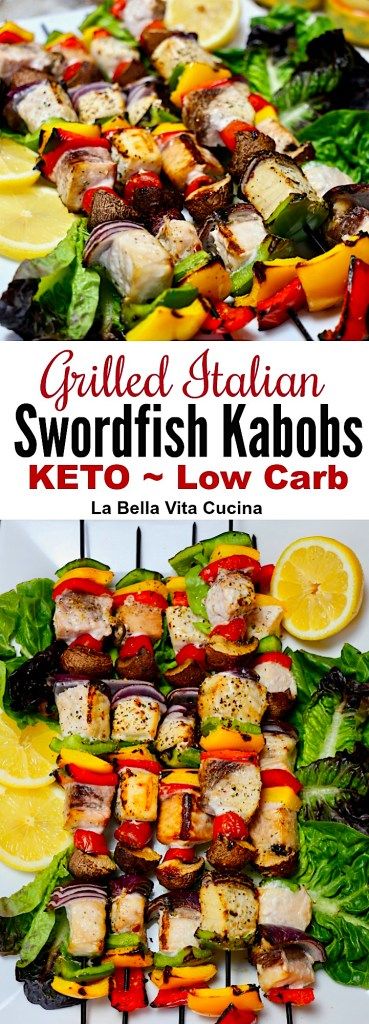 Swordfish Kabobs On The Grill, Swordfish Skewers, Swordfish Kabobs, Grilled Skewers, Ww Dinners, Keto Italian, Grilled Swordfish, Italian Grill, Bruschetta Toppings