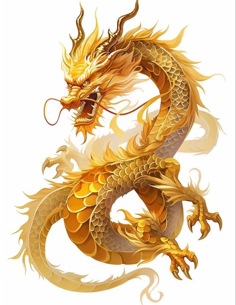 Naga Dragon, Chinese Dragon Art, Dragon Artwork Fantasy, Dragon Images, Golden Dragon, Dragon Tattoo Designs, Gold Dragon, Dragon Pictures, Dragon Artwork