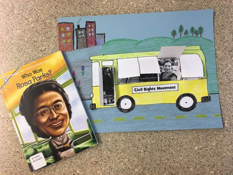 Melanin Painting, Rosa Parks Craft, Bus Craft, Task Ideas, Bio Project, History Display, Montgomery Bus Boycott, American History Homeschool, Bus Boycott