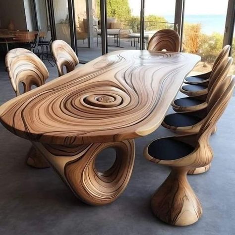 Rustic Furniture Design, Wooden Dining Table Designs, Unusual Furniture, Unique Furniture Design, Decoration Restaurant, Diy Halloween Decor, Log Furniture, Funky Furniture, Diy Wood Projects Furniture