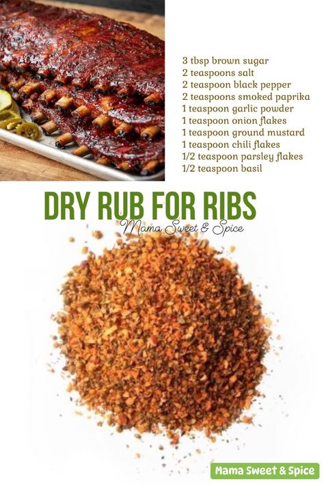 Recipes For Ribs, Rub For Ribs, Ribs Seasoning, Homemade Dry Rub, Dry Rub Recipes, Homemade Spice Mix, Spice Blends Recipes, Meat Rubs, Homemade Sauce Recipes