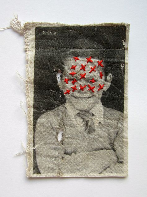 corrected | von Stitch Therapy Flore Gardner, Stitched Photos, Thread Sculpture, Mask Project, Emma Parker, Photography Sketchbook, Embroidered Photo, Photo Stitch, Textile Fiber Art