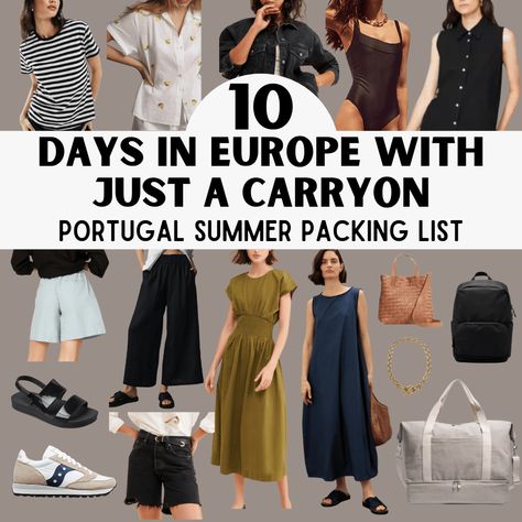 European Summer Vacation Packing List: Amazing Portugal Edition - The Pauline Portugal Packing List, Travel Capsule Wardrobe Spring, Summer Vacation Packing List, Summer Vacation Packing, European Summer Vacation, Summer Packing Lists, Vacation Packing List, Summer Packing, Packing Clothes