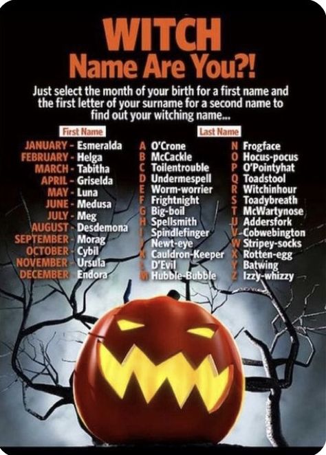 Halloween Name Generator, How To Find Your Witch Name, Witch Names Generator, Witch Name Generator, Witches Facts, Funny Name Generator, Name Maker, Witches Night, Work Games