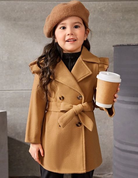 Girls Coats, Join Fashion, Girls Attire, Shein Kids, Winter Attire, Belted Coat, Kids Coats, Girl Coat