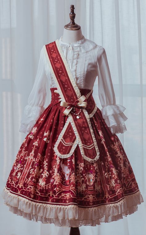 Arcadian Deer -The Royal Circus- Sweet Lolita High Waist Skirt (Shipping Date: In June) Royal Skirt, Gaun Abad Pertengahan, Royal Clothes, Lolita Outfits, Old Fashion Dresses, Royal Clothing, Kawaii Dress, Fantasy Dress, Kawaii Clothes