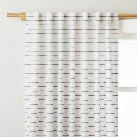 Blanket Stitch Curtain Panel Dark Gray/Cream - Hearth & Hand™ with Magnolia | Target Striped Curtains Target, Cabin Window Treatments Living Room, Curtains For Light Gray Walls Living Room, Curtains For Boys Room, Playroom Curtains, Mom Bedroom, Boys Room Curtains, Boy's Rooms, Office Curtains