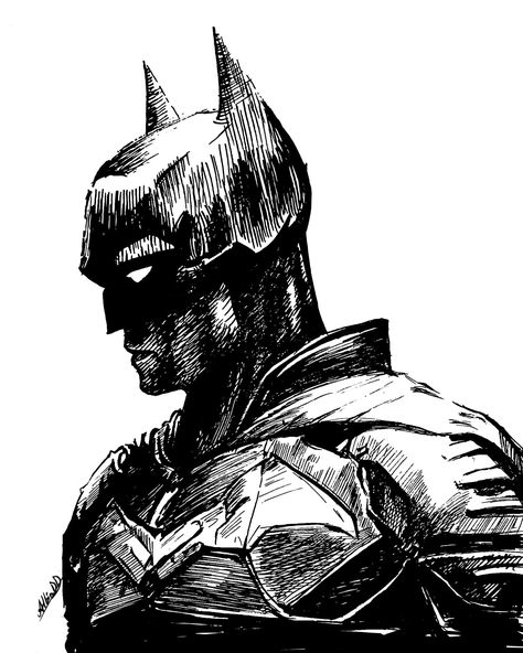 The Batman Ink Artwork, on ArtStation at https://www.artstation.com/artwork/Wm69oE Drawing On Jeans, Drawing Valentines, Miyamoto Musashi Art, Superhero Sketches, Batman Art Drawing, Spiderman Noir, Batman Comic Wallpaper, Boys Artwork, Batman Cartoon