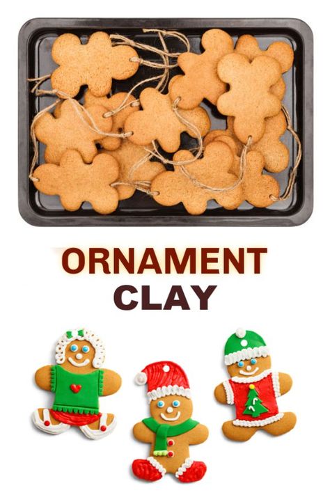 GINGERBREAD CLAY RECIPE: Make tree ornaments that smell just like Christmas! #gingerbread #gingerbreadclay #gingerbreadclayrecipe #gingerbreadrecipe #gingerbreadornaments #gingerbreadornamentrecipe #ornamentsdiy #ornaments #kidmadeornaments #christmasornaments #christmasornamentsdiy Gingerbread Ornaments Recipe, Gingerbread Clay, Clay Recipe, Preschool Christmas Activities, How To Make Gingerbread, Recipe Tutorial, Gingerbread Crafts, Gingerbread Christmas Decor, Diy Ornament