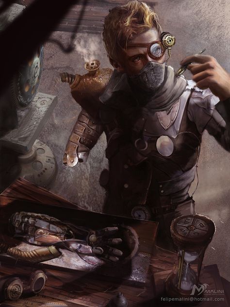 ArtStation - Steampunk Inventor, Felipe Malini Inventor Fantasy Art, Steampunk Artificer, Inventor Art, Inventor Aesthetic, Steampunk Art Characters, Steampunk Character Art, Steampunk Wizard, Steampunk Inventor, Victorian Theme