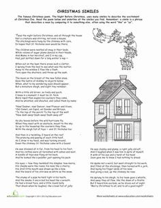 Christmas Winter Third Grade Grammar Comprehension Worksheets: Christmas Similes Poems For Middle School, Third Grade Christmas, Middle School Grammar Worksheets, Christmas Math Worksheets, Christmas Learning, Christmas Poem, Excited For Christmas, Christmas Lesson, Similes And Metaphors