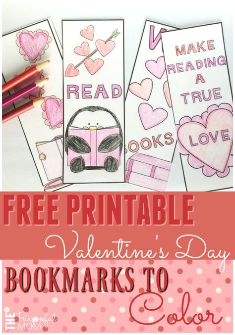 Valentine's Day Bookmarks to Color - Free Printable to celebrate the love of reading! For kids or grownups who love to color! I Love To Read Bookmarks Free Printable, Valentine’s Day Bookmarks, Valentine Bookmarks For Kids, Printable Valentine Bookmarks, Library Job, Bookmarks Diy Kids, Reading For Kids, Library Bookmarks, Bookmarks To Color