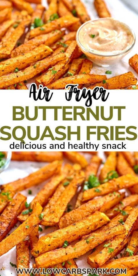 Learn how to make the perfect Air Fryer Butternut Squash Fries with 5 simple ingredients. Garlic, paprika, and Italian herbs bring bold flavor, while Parmesan and parsley add a fresh finish. Crispy on the outside, soft inside—these fries are a healthy, gluten-free snack you’ll love! Honey Nut Squash Air Fryer, Airfry Butternut Squash Recipes, Butternut Squash French Fries, Air Fryer Butternut Squash Fries, Butternut Squash Fries Air Fryer, Air Fryer Butternut Squash Recipes, Air Fryer Butternut Squash, Turnip Fries, Butternut Squash Fries