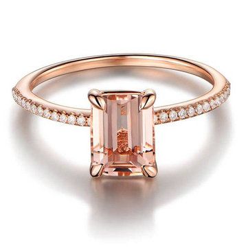 Wedding Ring Sets Vintage, Gem Rings, Peach Sapphire Engagement Ring, Peach Sapphire, Festa Party, Morganite Engagement, Geometric Ring, Pink Morganite, Engagement Ring Sizes