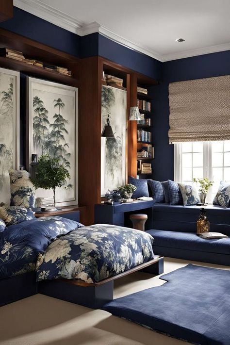 Navy And White Bedroom Ideas, White Bedroom Ideas For Men, Navy And White Bedroom, Cream Bedroom Decor, Navy Bedroom Ideas, Burgundy Bedroom Ideas, Bedroom Decor Rustic, Blue And Cream Bedroom, Burgundy Bedroom