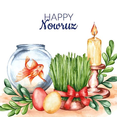 Norouz Card, Nowruz Illustration, Navruz Holiday, Norooz Crafts, Happy Norouz, Norooz Card, Nowruz Card, Novruz Holiday, Nowruz Table