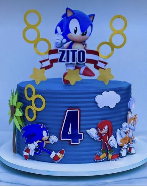 Sonic The Hedgehog Birthday Cake Ideas, Sonic Centerpieces, Super Sonic Cake, Super Sonic The Hedgehog, Sonic Cake Topper, Sonic Birthday Cake, Sonic The Hedgehog Cake, Bolo Sonic, Sonic Cake