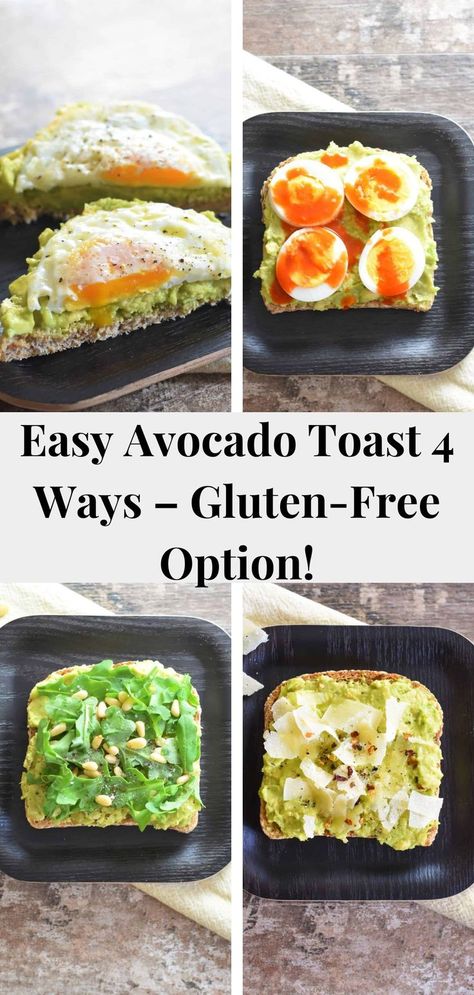 Avocado toast 4 ways with gluten free options Simple Avocado Recipes, Avocado With Egg, Avocado Toast Ideas, Easy Avocado Toast, Avocado Recipes Easy, Simple Avocado Toast, Toast Ideas, Avocado Toast Recipe, Mashed Avocado