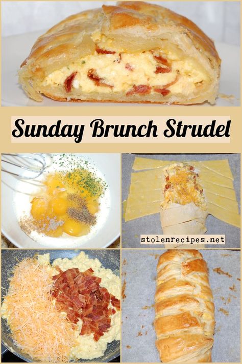 Bacon Egg And Cheese Toaster Strudel, Breakfast Braid Puff Pastry, Puff Pastry Egg Bake, Puffed Pastry Breakfast Recipes, Phyllo Dough Breakfast Recipes, Breakfast Puff Pastry Recipes Savory, Bypass Meals, Puff Pastry Bacon, Breakfast Puff Pastry