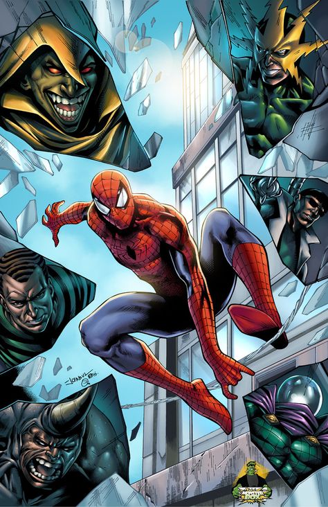 Spider-Man vs Sinister Six - colored by spidey0318 on DeviantArt All Spiderman, Image Spiderman, Spider Man No Way Home, Marvel Drawings, Marvel Characters Art, Spiderman Artwork, Marvel Superhero Posters, Marvel Artwork, Spiderman Pictures