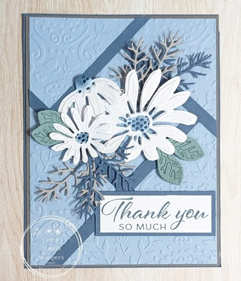 Faux shutter card with Cheerful Daisies bundle | TheseAreMyStamps Cheerful Daisy, Shutter Cards, Patchwork Cards, Shutter Card, Cheerful Daisies, Fancy Fold Card Tutorials, Daisy Cards, Hand Made Greeting Cards, Embossed Cards