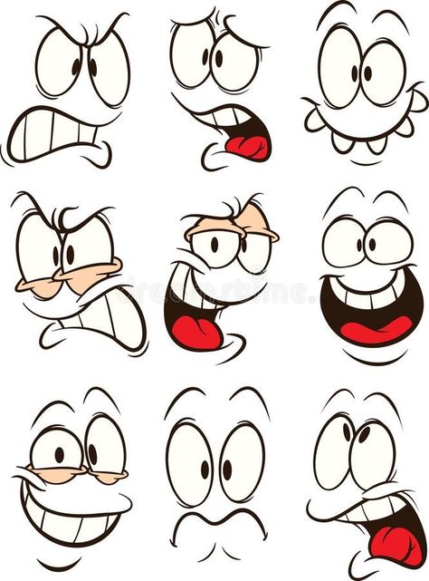 Funny cartoon faces with different expressions stock illustration Inkblot Art, Mouse Sleeping, Funny Face Drawings, Cartoon Faces Expressions, Graffiti Character, Cartoon Features, Funny Cartoon Faces, Expression Sheet, Different Expressions