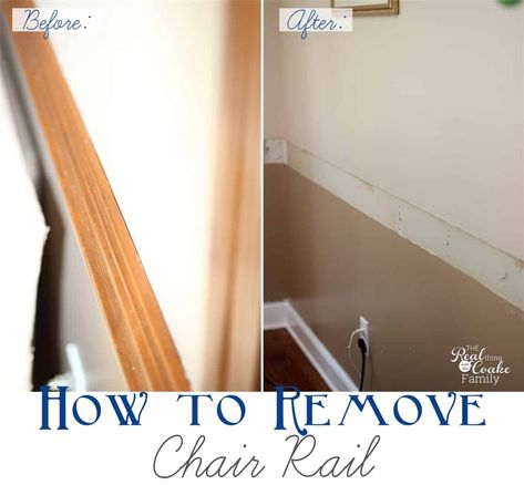 How to Remove Chair Rail ~Part 1 Remove Chair Rail, Clean Hacks, Homemade Toilet Cleaner, Clean Baking Pans, Hardwood Floor Cleaner, Cleaning Painted Walls, Stair Railings, Picture Tutorial, Glass Cooktop