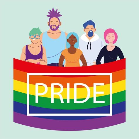 People with LGBTQ pride flag, equality and gay rights Lgbtq Pride Flag, Gay Rights, Lgbtq Pride, Pride Flag, Pride Flags, Art Sketches, Vector Art, Vector Free, Flag