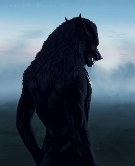 Blindness by TeknicolorTiger.deviantart.com on @DeviantArt Demon Dog, Werewolf Aesthetic, Werewolf Art, Vampires And Werewolves, Ange Demon, Howl At The Moon, She Wolf, Black Dog, Mythical Creatures