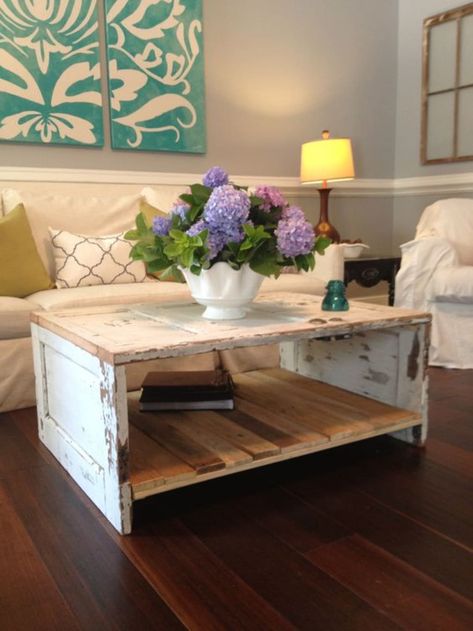 16 DIY Home Décor Ideas on a Budget | HubPages Coffee Table From Old Door, Coffee Table Made From Old Door, Vintage Door Coffee Table, Old Door Coffee Table, Old Door Tables, Window Coffee Table, Old Wood Table, Door Coffee Tables, Door Table