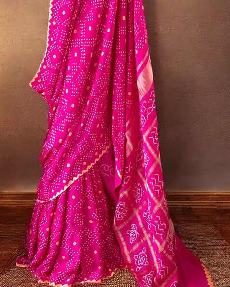 PRICE INR 20,500 Festive and Vibrant Pure Gajji Silk Bandhani Saree. Base Colour: Shade of Hot Pink The saree comes with the blouse piece. [Kapaaskatha, sarees for indian festivals, wedding wear, indian artisans, support indian textiles, party wear saree, vibrant saree, festive wear] For details and purchase options please dm us directly or WhatsApp on +91 89209 18425 . . Please note there may be variations in colors due to photography lights and the device used for viewing. This piece has ... Pink Shaded Saree, Gajji Silk Bandhani Saree, Wedding Wear Indian, Draping Saree, Bandhej Saree, Drape Saree, Party Wear Saree, Bandhani Saree, Indian Textiles