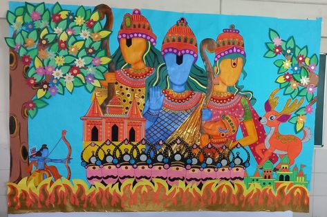 Ram Seeta, Ram Laxman, Creative Bulletin Boards, Easy Rangoli Designs Videos, Decoration Backdrop, Board Decoration, Easy Rangoli Designs, Easy Rangoli, Acrylic On Paper