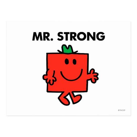 Mr. Strong Waving Hello Postcard Mr Strong, Miss Friend, Roger Hargreaves, Little Mr, Marilyn Monroe Artwork, Mr Men Little Miss, Happy Person, Mr Men, Cartoon Gift