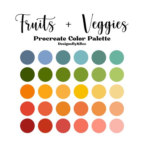 Fruit Palette Color, Grocery Color Palette, Fruit Colour Palette, Procreate Palette Free, Color Pallets Procreate, All Color Palette, Color Pallets Aesthetic, Color Palette Skin Tone, Fruit Color Palette