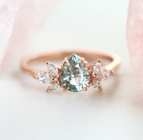 Pear Sapphire Ring, Engagement Ring Pink, Peach Sapphire Engagement Ring, Montana Sapphire Ring, Pink Engagement Ring, Pink Sapphire Ring Engagement, Marquise Diamond Ring, Peach Sapphire, Cute Engagement Rings