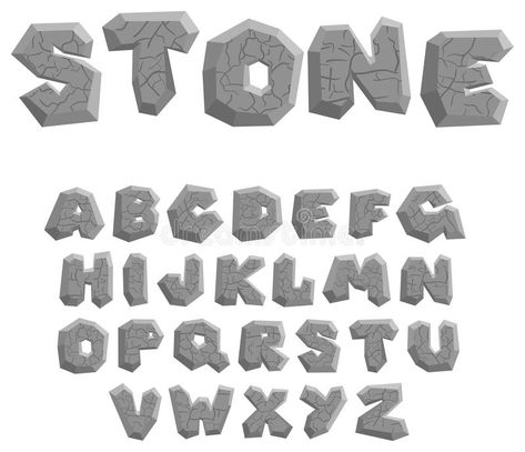 Stone alphabet stock illustration Stone Font Letters, Stone Typography, Rock Alphabet, Rock Letters, Stone Lettering, Calligraphy Stone, Nature Font, Writing Design, Vector Alphabet