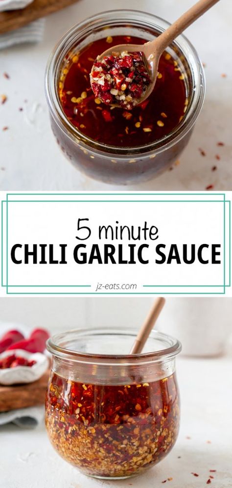 This Chili Garlic Sauce is a copycat recipe for Trader Joe's Chili Garlic Crunch, made fresh, with no preservatives! Recipes With Chili Garlic Sauce, Chili Oil Recipe, Chili Pepper Recipes, Chili Garlic Paste, How To Make Chili, Chili Sauce Recipe, Garlic Sauce Recipe, Paste Recipe, Bbq Sauce Recipe