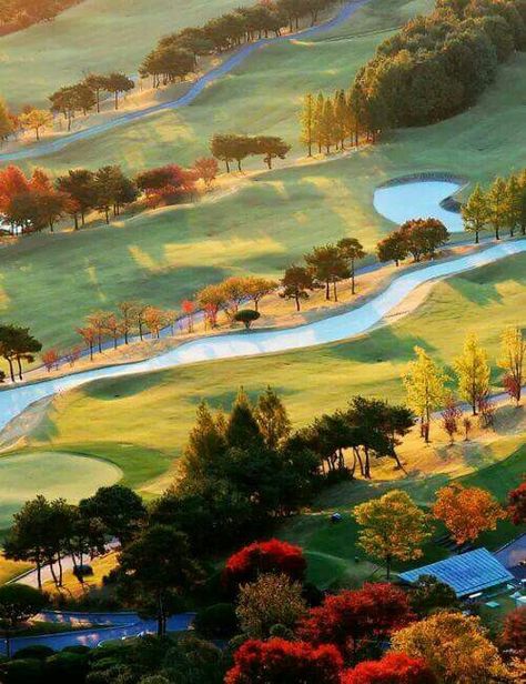 Awesome Golf Course Photography, South Korea Photography, Golf Photography, South Korea Travel, Paul Gauguin, Korea Travel, Jolie Photo, Nature Landscape, Magical Places