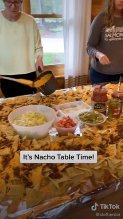 Nachos Party Bar, Table Nachos Recipe, Large Nacho Bar, Nachos Bar For A Crowd, Family Nacho Night, Nacho Night Table, Nacho Charcuterie Table, Nacho Bar Charcuterie, Island Nacho Bar