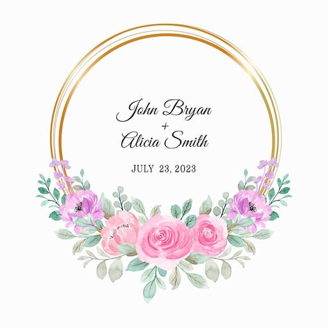 Pink purple floral wreath with watercolo... | Premium Vector #Freepik #vector #flower-template #floral-template #floral-circle #wedding-invitation-flower Drawing Wedding Invitation, Pink Floral Wreath, Flower Invitation Card, Leaf Invitations, Frame Watercolor, Floral Wreath Wedding, Wreath Wedding Invitations, Spring Floral Wreath, Floral Wedding Invitation Card