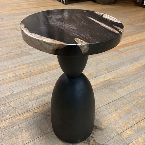 Vintage Wood Side Table, Martini Tables, Townhome Ideas, Black Sofa Table, Black End Table, Champagne Room, Charleston House, Tahoe Cabin, Basement Furniture